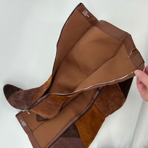 Suede Colorblock Pattern Boots Size 9 Wide Calf Knee High Heeled Cato Comfort Es - Picture 8 of 15